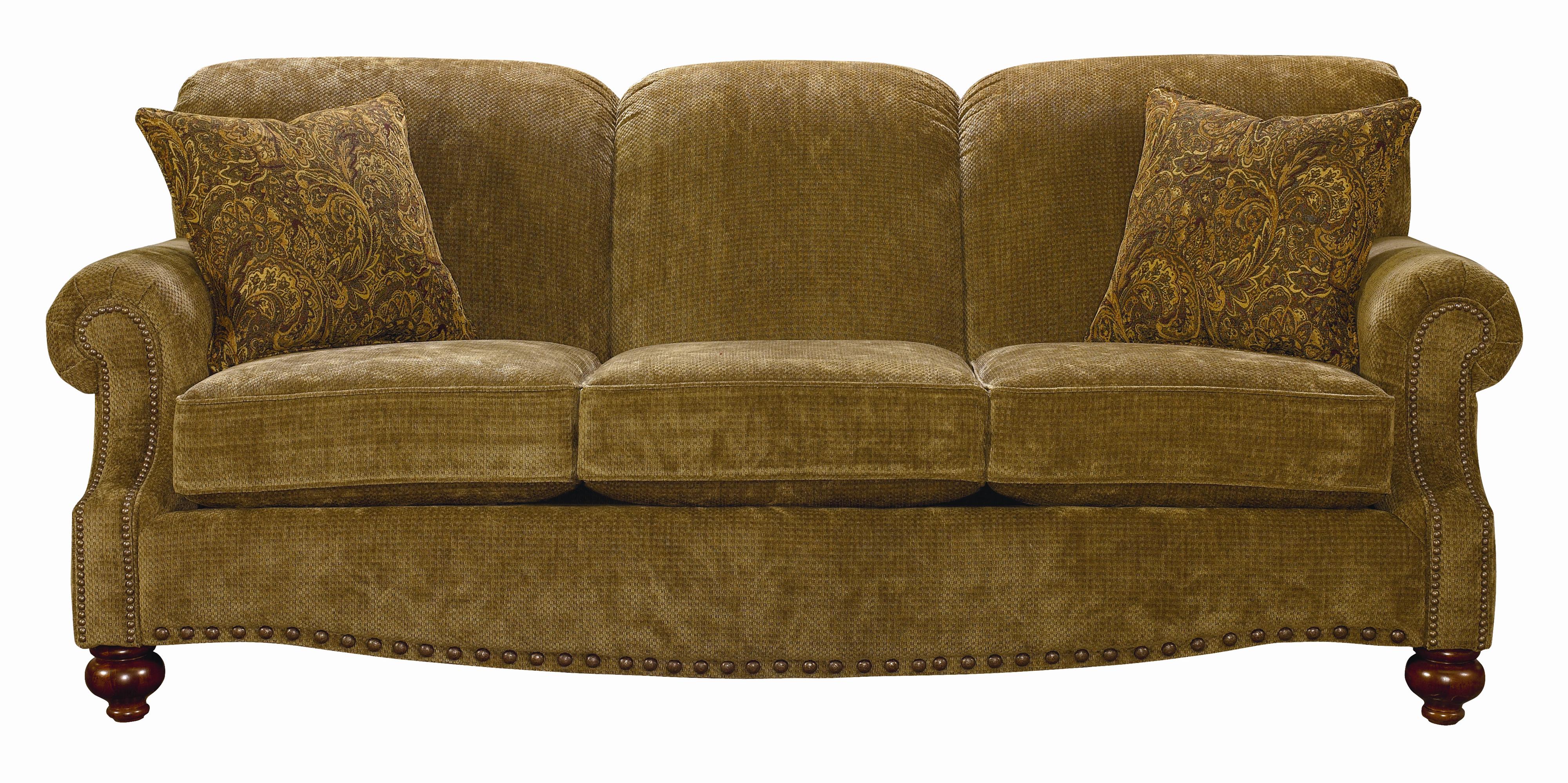 Bassett Club Room Stationary Sofa with Nail Head Trim AHFA Sofas